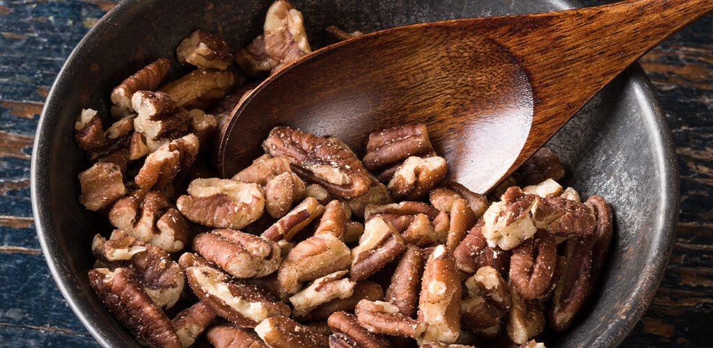 A bowl of pecans.