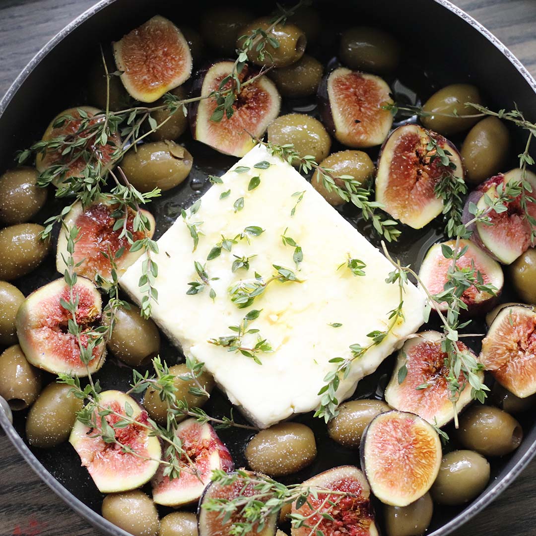 Thanksgiving Appetizer: Warm Feta, Fig, and Olives | BowFlex