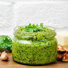 Close up of Kale Walnut Pesto