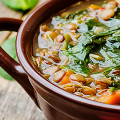 Close up of Crockpot Lentil Soup recipe